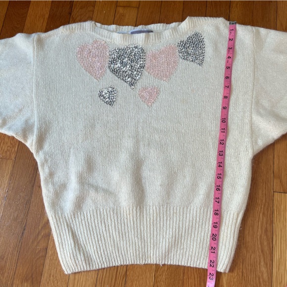 VTG Samantha Starr sequined heart sweater size L - Picture 3 of 10